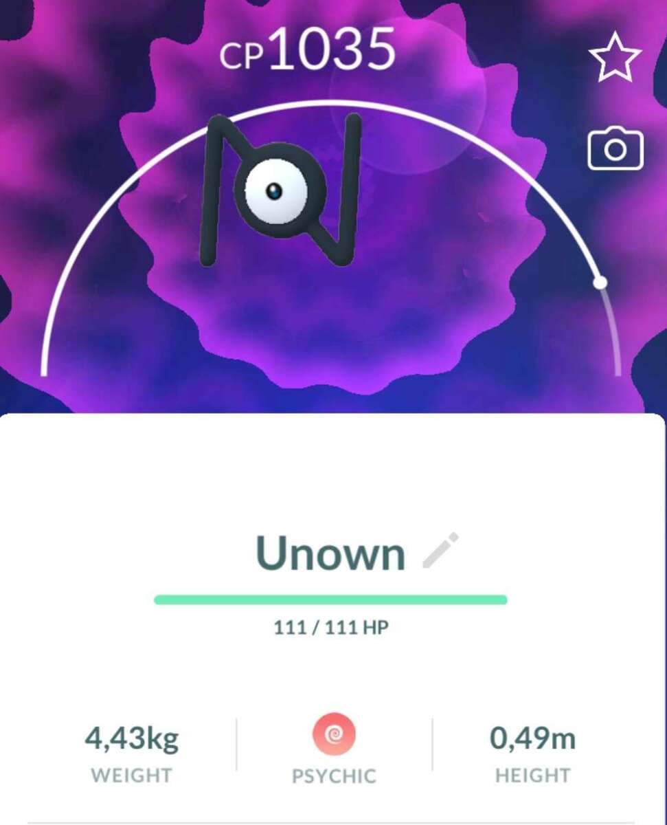 Pokemon Go ❓ Unown ❓ A C D E H I J K L N O P Q R U V W Y