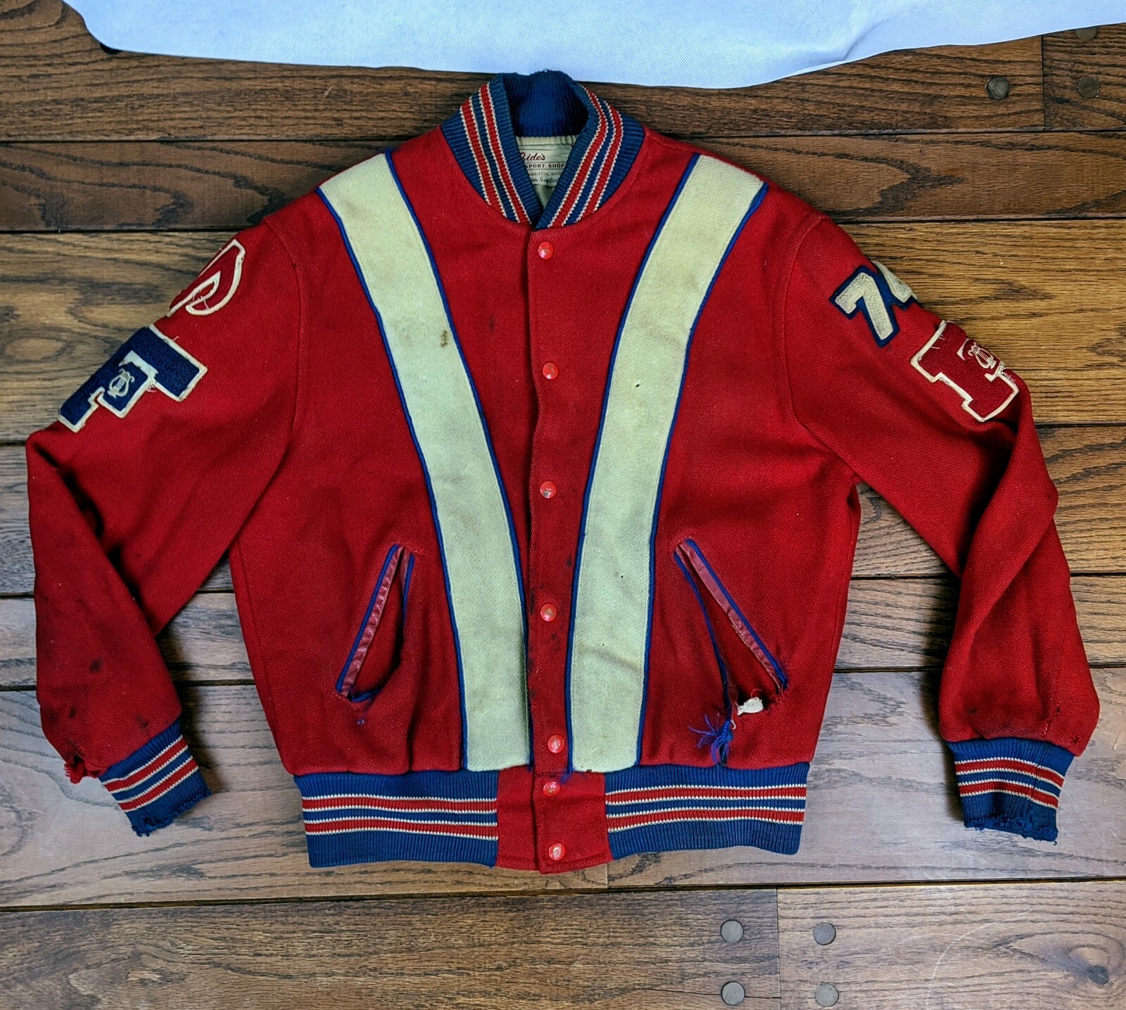 VTG 70's Band Letterman Red Jacket Fort Frye Marietta OH Sz 40 Zides