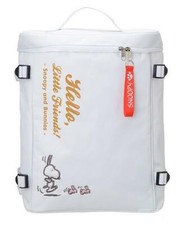 Sac À Dos Carré Premium Snoopy En Cacahuète Rare Avec Sangle Blanc Ver. Du JAPON