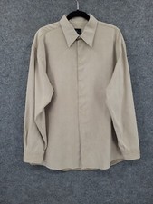 Kenneth Cole Reaction Shirt Mens XL 17 34-35 Button Up Long Sleeve Brushed Beige