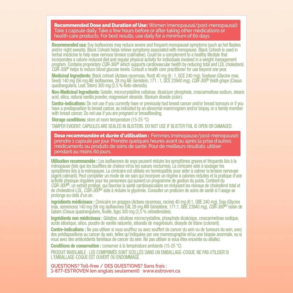 Control de peso Estroven, alivio de la menopausia, 30 cápsulas, sin estrógenos Foto 3 de 4