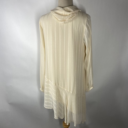 Soft Surroundings Small Neapolitan Woven Sheer Striped Cowl Asymmetrical Top - Picture 4 of 6