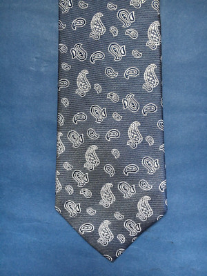 RUSHMORE 100 % SEIDE KRAWATTE - MARINEBLAU/GRAU KLASSISCHES HANDGEFERTIGTES PAISLEY-DESIGN