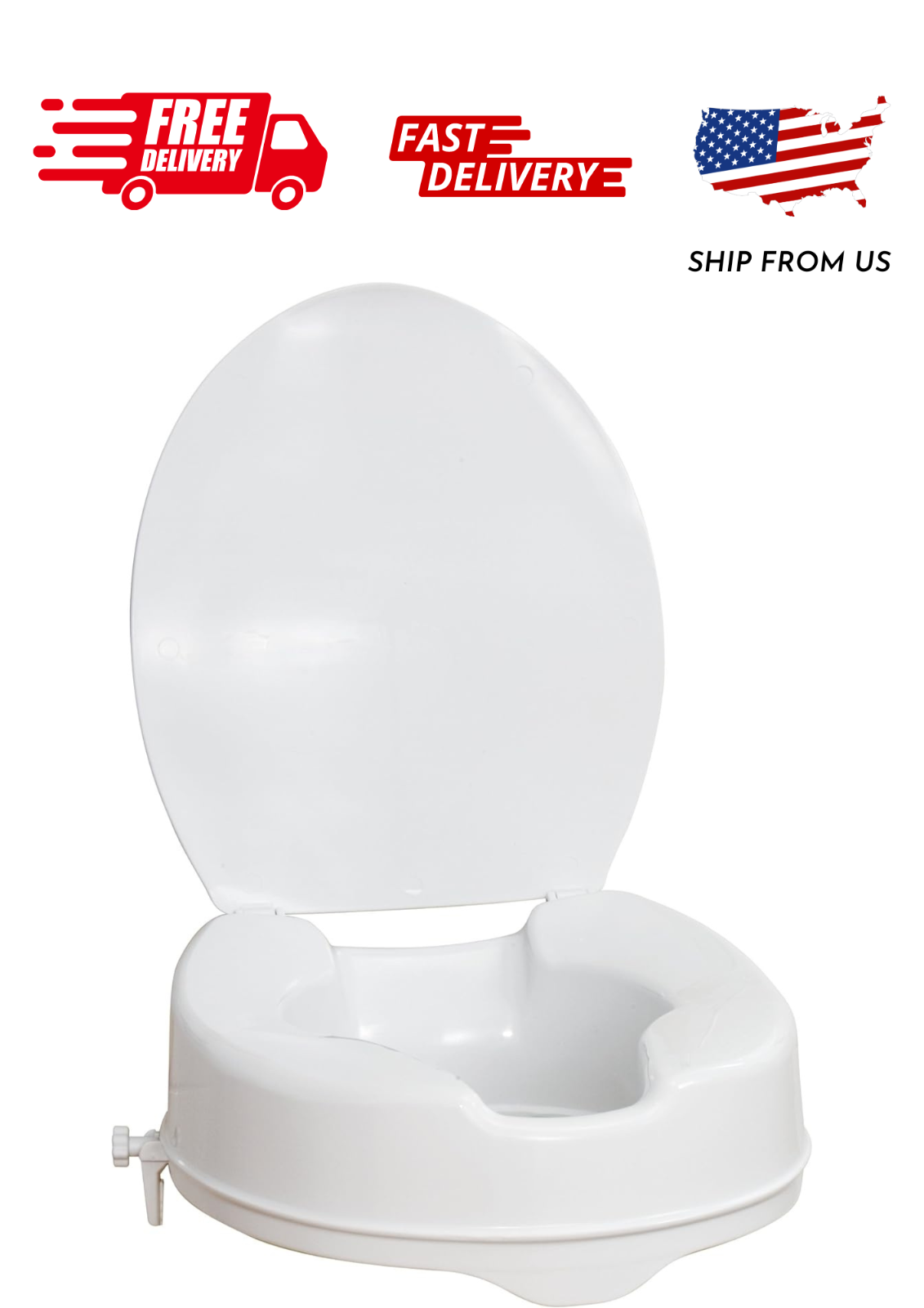 Drive Medical 770626 AquaSense Raised Toilet Seat with Lid, Standard Seat, Whit eBay