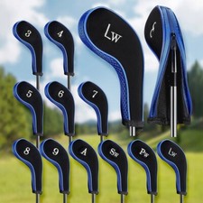 Golf Iron Head Covers 11pc Set 3-LW For LEFT  RIGHT Handed Clubs Black/Blue NEW