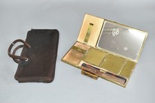 Antike Charmeuse Modele Depose France Schminkschatulle Case mit Tasche #F5