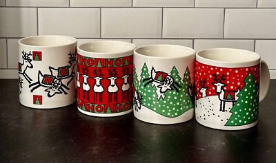 1988 Dayton Hudson Ho Ho Ho Set Of 4 Mugs Vintage