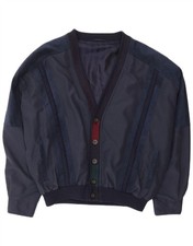 VINTAGE Mens Bomber Jacket UK 42 XL Navy Blue Polyester AU17