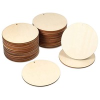 50 StüCk Holzkreise, Unfertige, Runde Ausschnitte, Vorgebohrte Etiketten, S3609