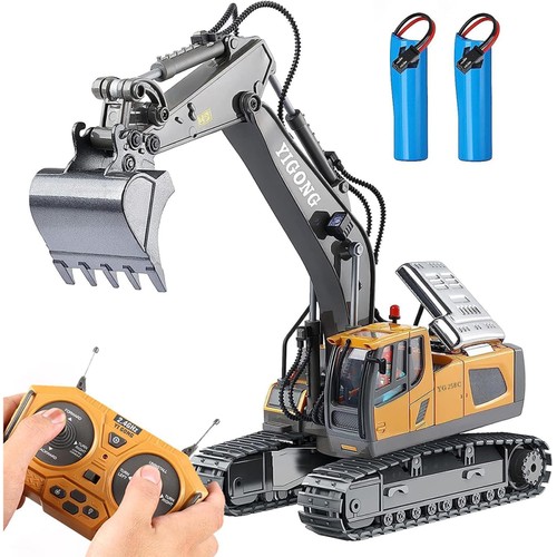 Ferngesteuerter Bagger Spielzeug RC Bagger mit Metall Schaufel Lichtern & Sound - Bild 19 von 22