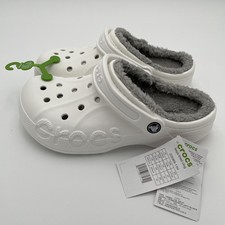 Crocs Baya Lined Clogs Slippers White Grey Men's Size 6 - Women  s 8