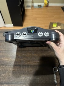 Black Nintendo 64 N64 System W/Hookups & 1 Purple Controller Tested/Works