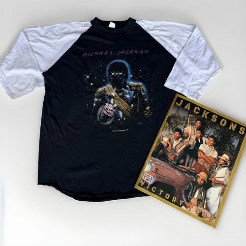 Vintage1984 Michael Jackson Victory Tour Raglan T Shirt Orig Vintage vintage concert t-shirt, vintage, single stitch, B+ condition