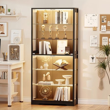 71" Adjustable Glass Display Case with Doors, 6-Tier Curio Cabinet with Lights