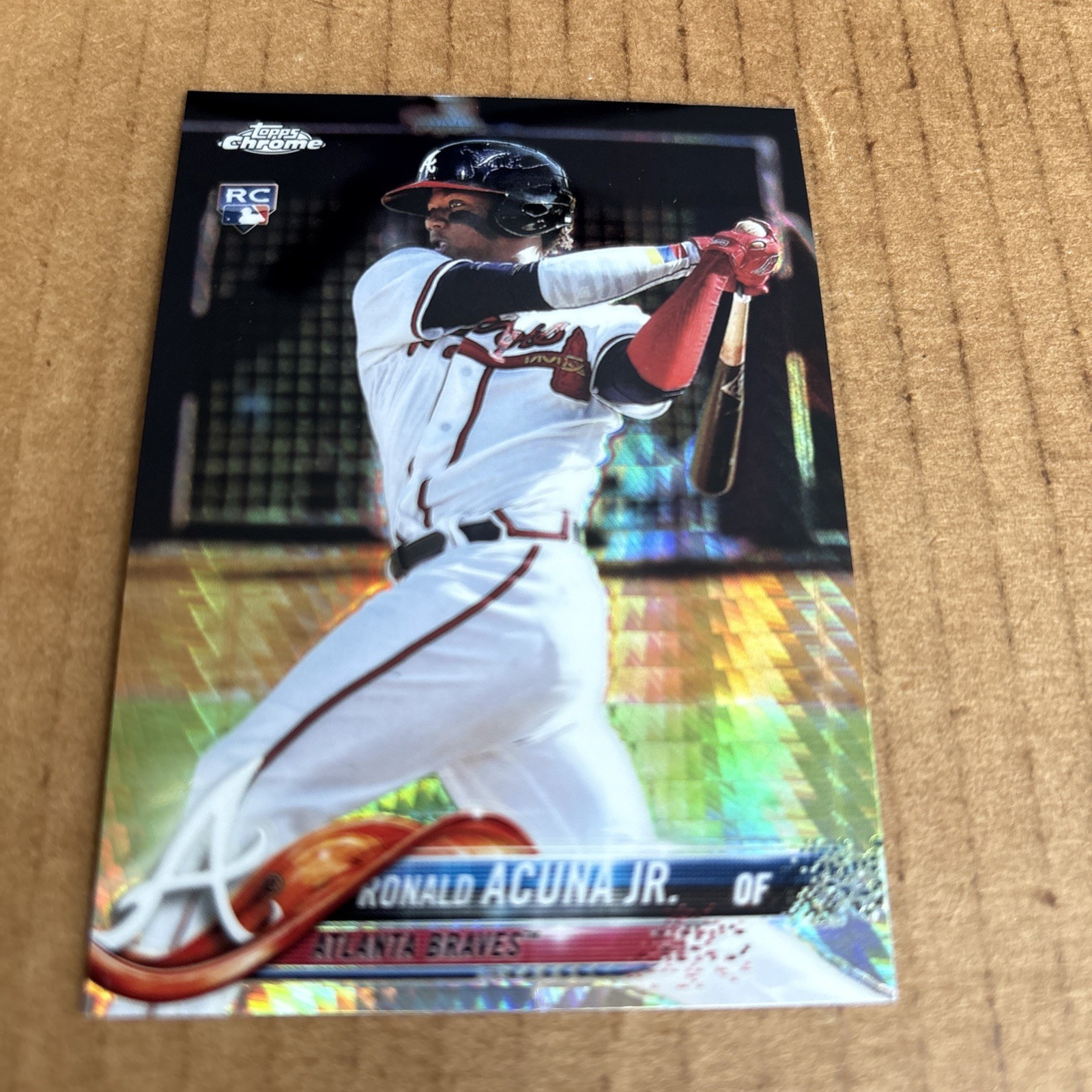 RONALD ACUNA JR RC 2018 Topps Chrome PRISM REFRACTOR #193 Braves Card (f3)