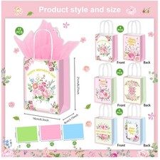Elegant Mother's Day Paper Bags 12Pcs with Handles