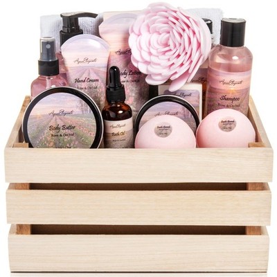 Aqua Elegante Full Spa Gift Set - 15 Piece Premium Bath Basket with Wash, Bub...