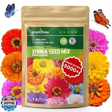 PLANTMEW 5000+ Zinnia Seeds Flower Seeds for 2026 Planting, 1.5 Oz, 5 Varieti