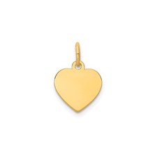 14k Yellow Gold Heart Pendant Charm for Women Polished Engravable Love Symbol