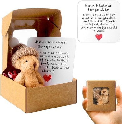 Mini Teddybär mit Karte in Geschenkbox | Positive Geschenke