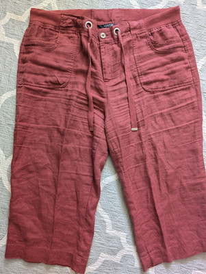 Debenhams maine brick red cropped pants linen 18 XL XXL tie waist