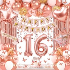 16th Birthday Decorations for Girls, Rose Gold 16 Birthday Party Decorations ...