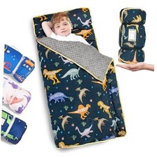 Thickened Toddler Nap Mat with Removable Pillow and Minky Dinosaur Upgraded