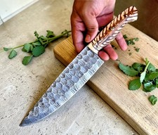 Custom HandMade Forged Damascus Steel Kitchen Chef Knife PineCone Handle 2795