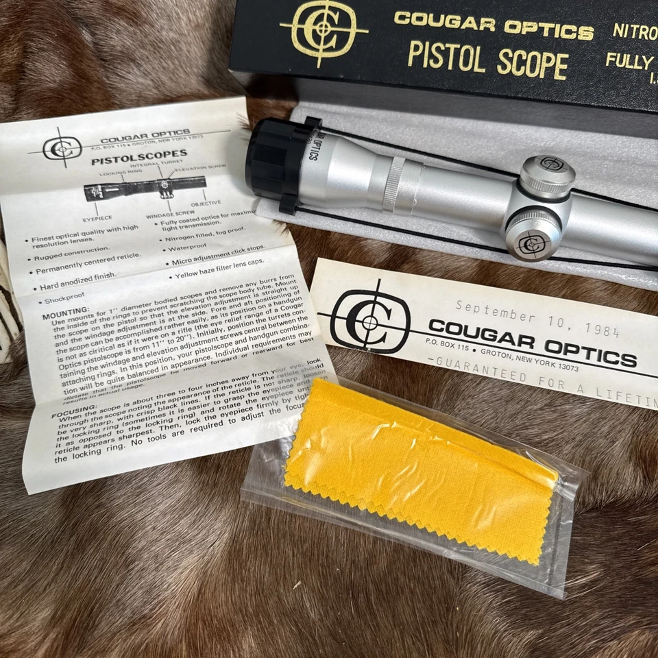Mira para pistola Cougar Optics 1,5x20 nueva en caja difícil de encontrar plateada caja nueva 1984 Foto 3 de 4