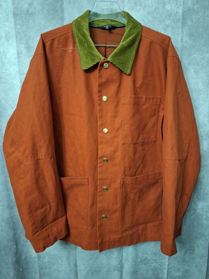 #ad #ad Houston White Chore Jacket Men#x27;s Sz XL Barn Coat Corduroy Collar Utility Jacket $34.95