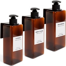 Shampoo and Conditioner Dispenser  3 Plastic Amber 3 Wall Mount Black  Sham...
