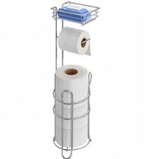 Simple Trending Toilet Paper Holder Stand with Shelf for 4 Rolls