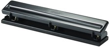 Standard 3 Hole Punch 8 Sheet Capacity Black Metal 9/32in Holes Removable Tray