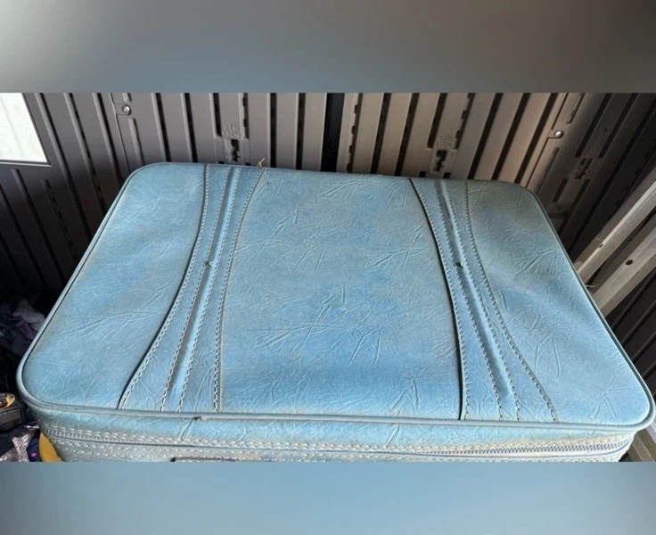 Rara Mala Macia Vintage "Três Estrelas" Anos 70 Couro Azul-petróleo Meio Século - Imagem 2 de 4