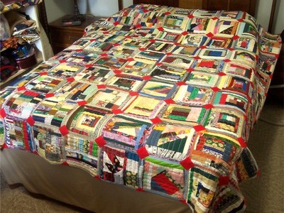 Red Squares, full size quilt by Tim Lauer, 73''x 82''