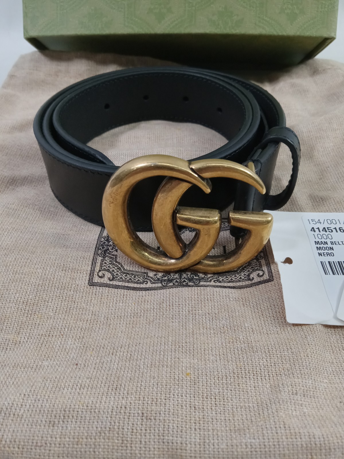 Gucci GG Buckle Leather Belt W.30 GG Marmont Moon Nero 85 NWP thumbnail 2