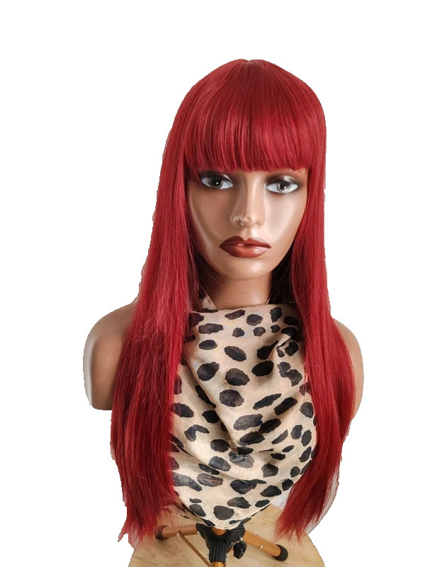 Perruque femme rouge foncé 26 pouces pour changer de tête sans coloration