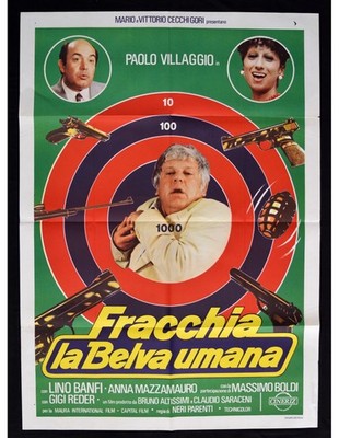 manifesto FRACCHIA LA BELVA UMANA Paolo Villaggio Mazzamauro lino banfi A414