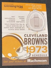 1973 Cleveland Browns Football Official Schedule Richman Bros. Rare Vintage