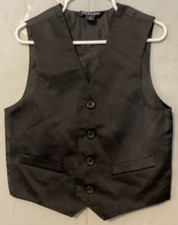 Boys 4 Sleeveless Formal Vest Black Pinstripe George
