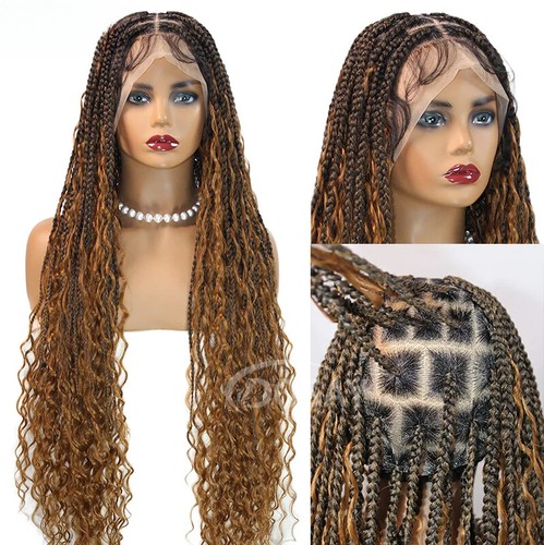 Full Lace Front Perücken Synthetik Box Braided Wig Curly Ends Boho Braided Lace Wigs - Bild 5 von 10