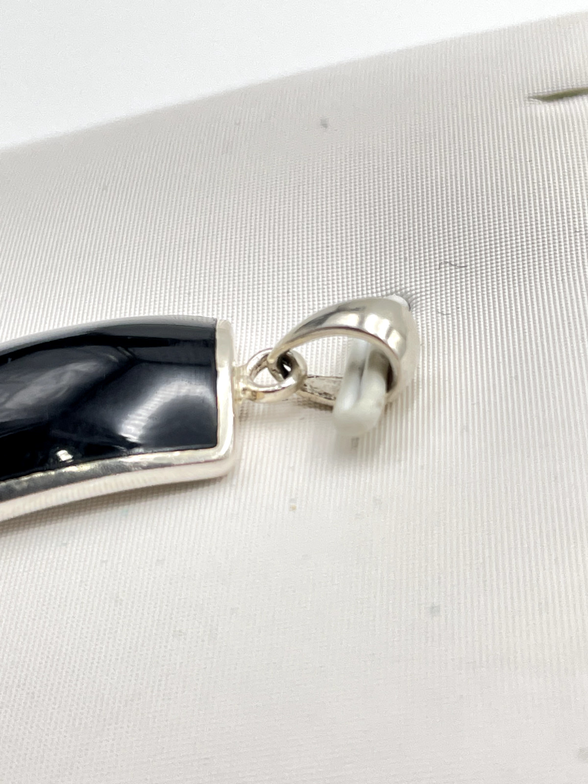 STERLING SILVER 925 RECTANGLE BLACK GEMSTONE PEND… - image 3