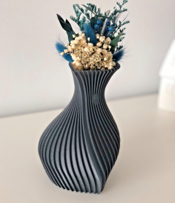 Moderne Design Vase Herzform Grau Glitzer PLA Material 3D Druck Gebraucht