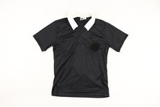NOS Vintage 90s Mens Small Blank Short Sleeve Ref Referee Soccer Jersey Black