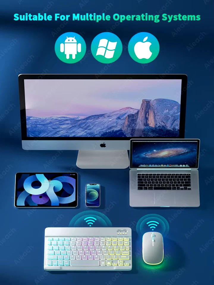 Wireless LED Backlit Keyboard & Mouse - Rechargeable RGB, 2.4GHz for PC/Laptop - Image 4 of 4