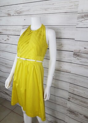 calvin klein pleated halter dress Calvin Klein Coral Fitted and Flared Pleated Halter Sundress Sz 8