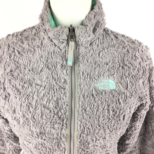 The North Face Girls Sherpa Reversible Puffer Zip Jacket Large Green Gray Fuzzy - Picture 6 of 12
