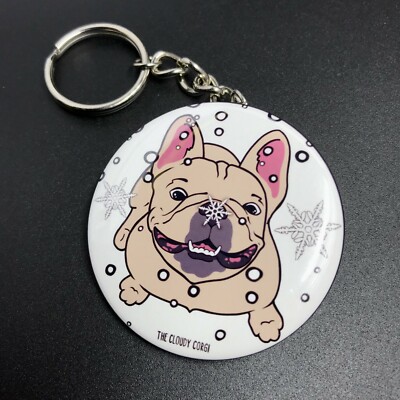 French Bulldog Dog Tan Snow Keychain Christmas Dog Gifts Accessories