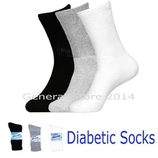 3, 6, or 12 Pairs Diabetic CREW circulatory Socks Health Men’s Cotton ALL SIZE