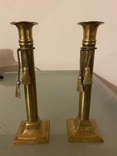 Portacandele Coppia Di Candelabri In Ottone Vintage Antico